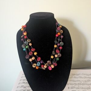Vintage Wooden Multicolor Beaded Necklace